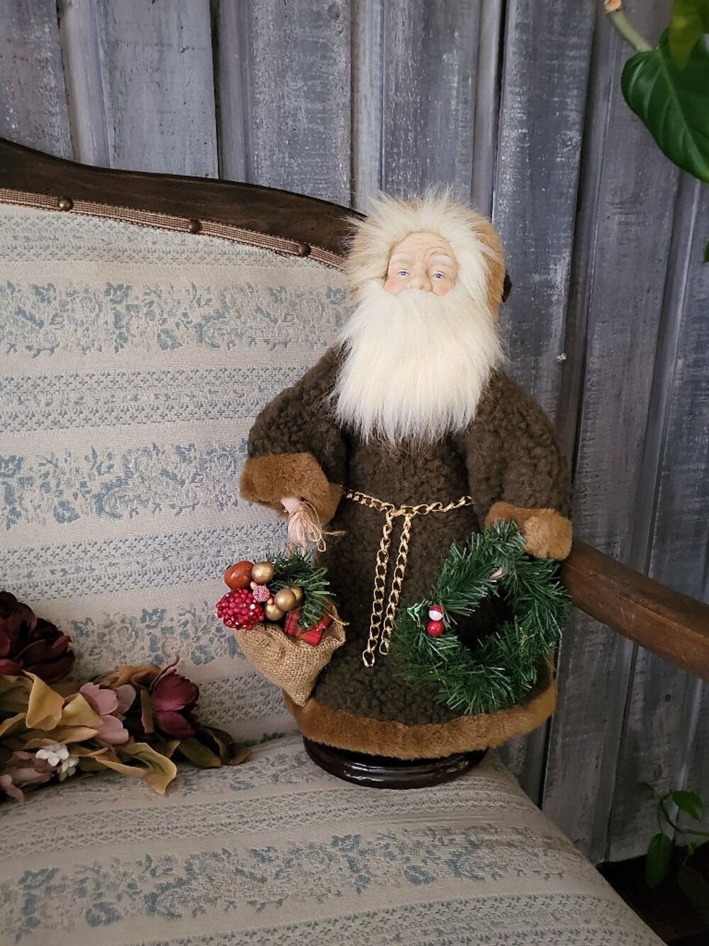 Vintage Old World Father Christmas Santa Clauss Tabletop Standing Figurine 16"